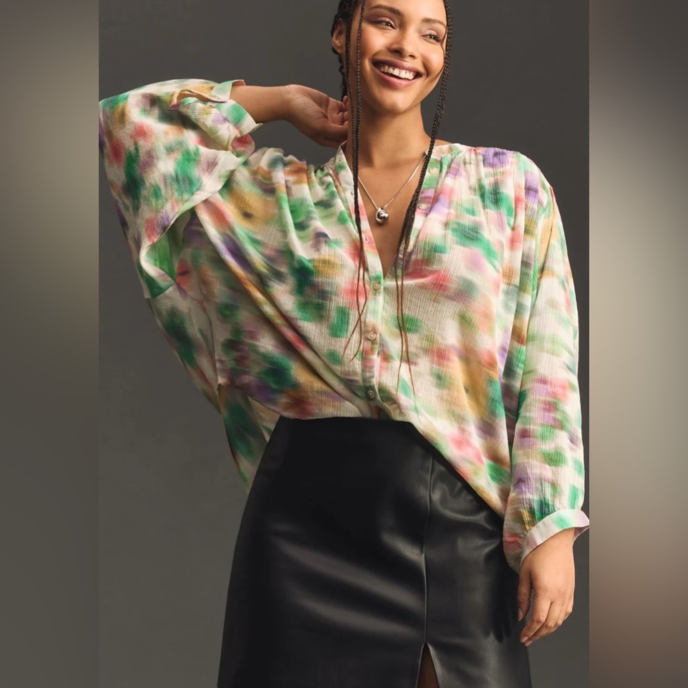 Anthropologie Pilcro Sidney Blouse Small Multicolored - Picture 2 of 9